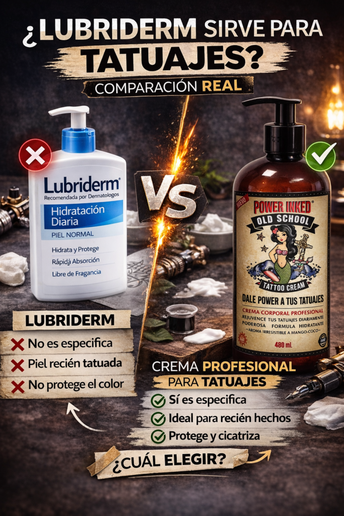 Uso de crema Lubriderm en tatuajes y comparación con crema profesional para tatuajes