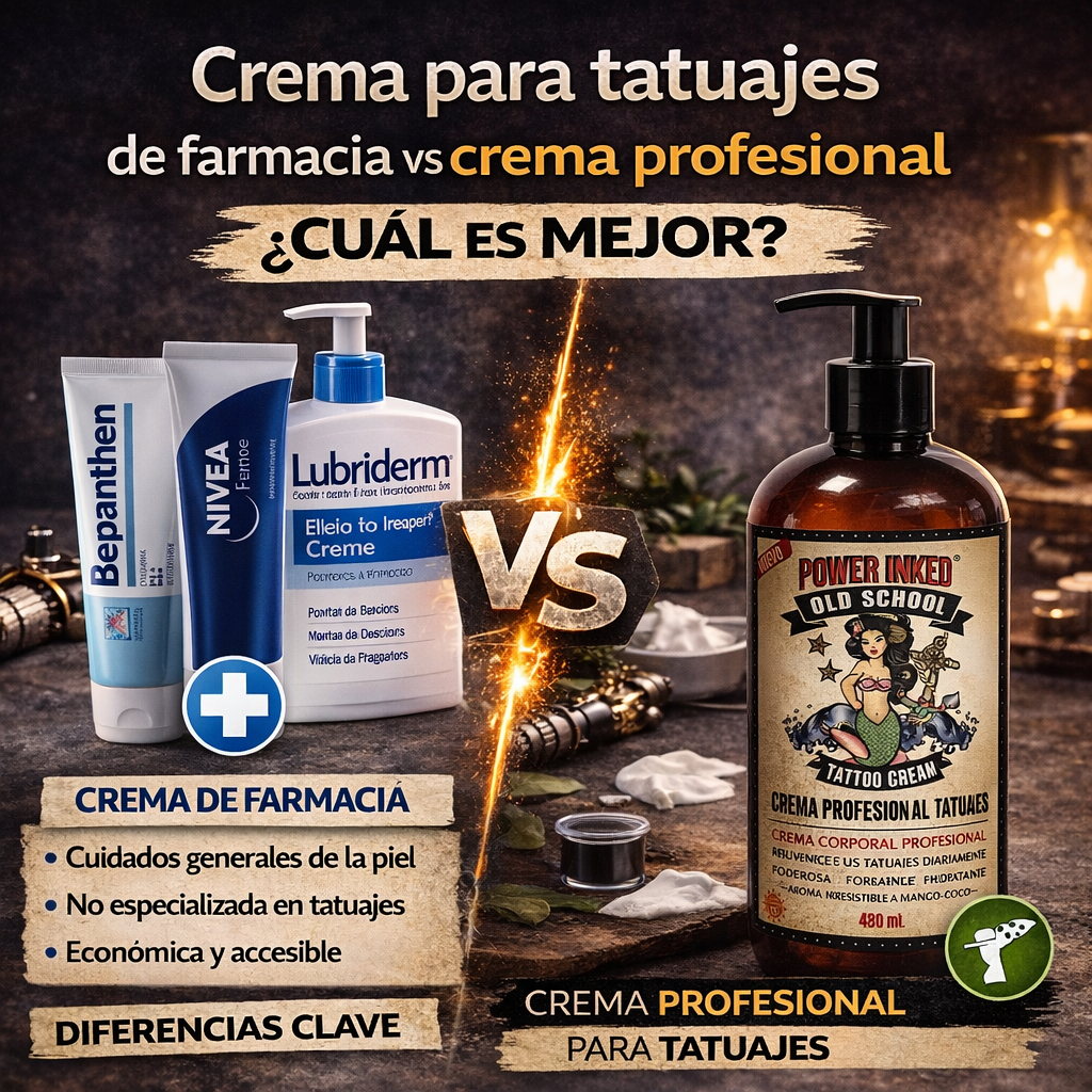 Comparativa entre crema de farmacia y crema profesional para tatuajes