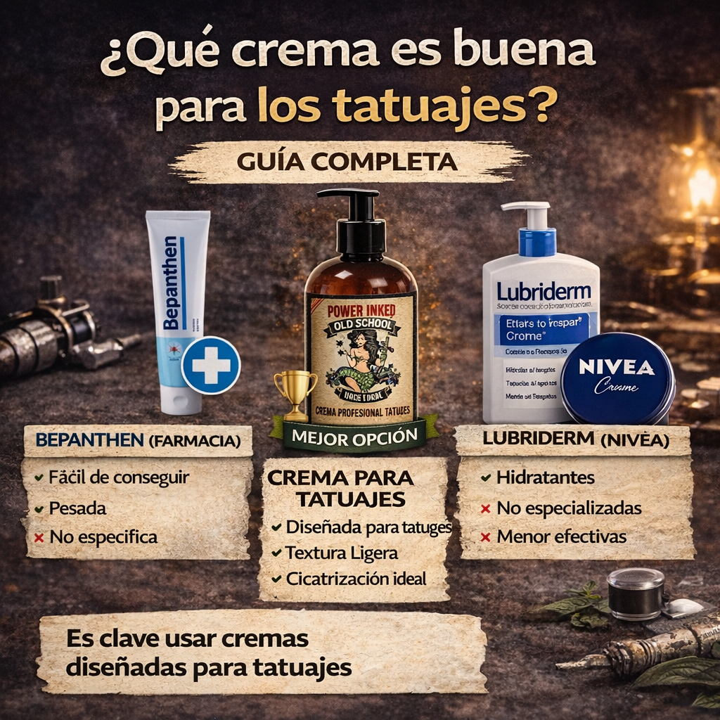 Comparativa de cremas para tatuajes con opciones de farmacia y crema profesional para cuidado post tatuaje