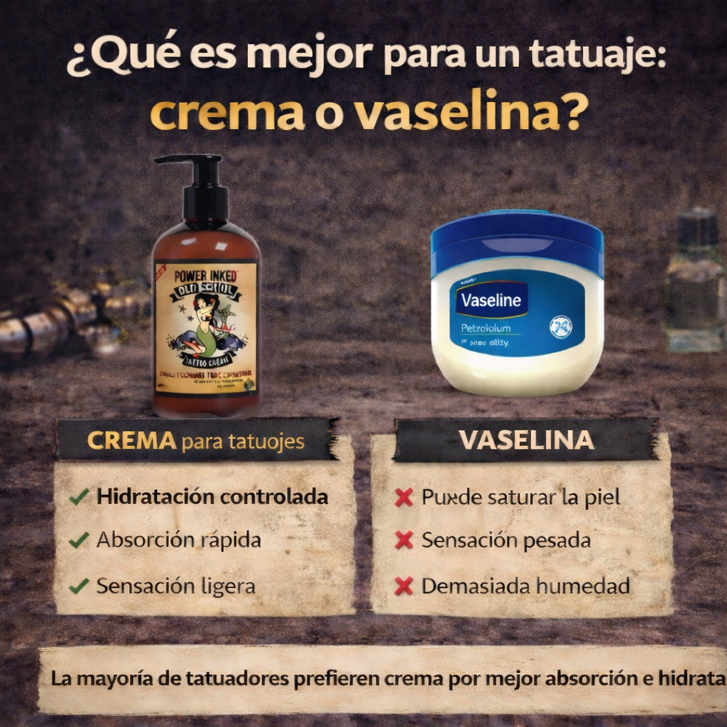 Comparativa entre crema y vaselina para el cuidado y cicatrización de tatuajes